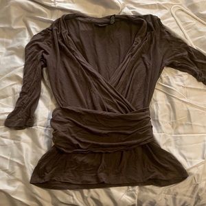 V neck faux wrap blouse